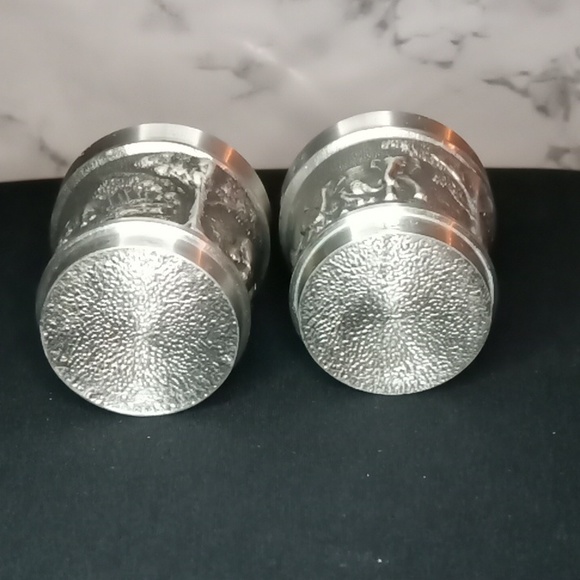 Pewter Thai element Elephant Scene Shot Glass Set - Picture 3 of 10